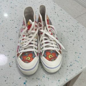Adidas floral canvas platform high top sneaker